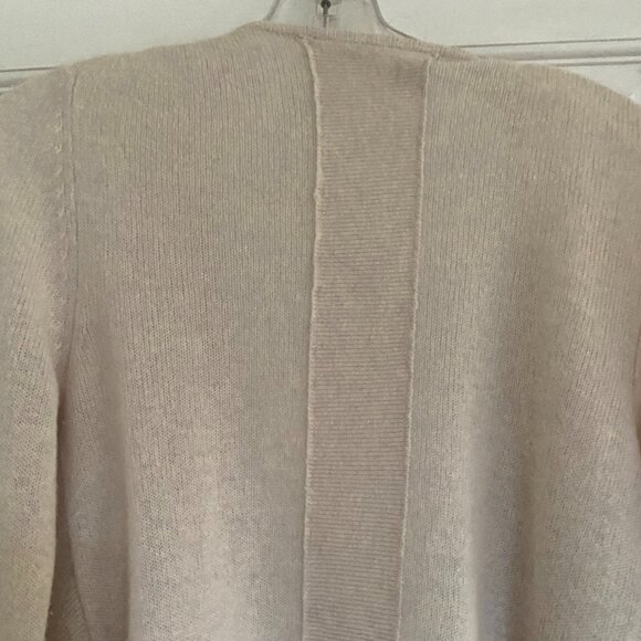 360 Cashmere - 100% Cashmere open cardigan fringed sweater - Cream - Size S - Picture 3 of 7